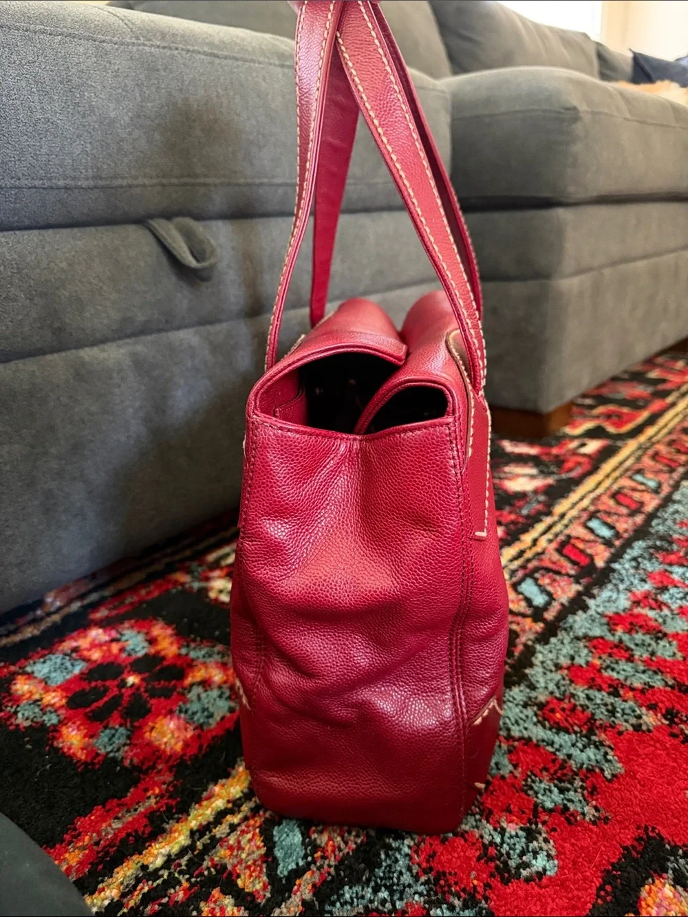 Chanel Red Caviar Small CC Tote series 9. Bag only